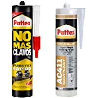 Pattex No Más Clavos- Adhesivo Blanco de Montaje- 370 g + AC411 Silicona Acrílica Madera Tipo Haya- 300 ml